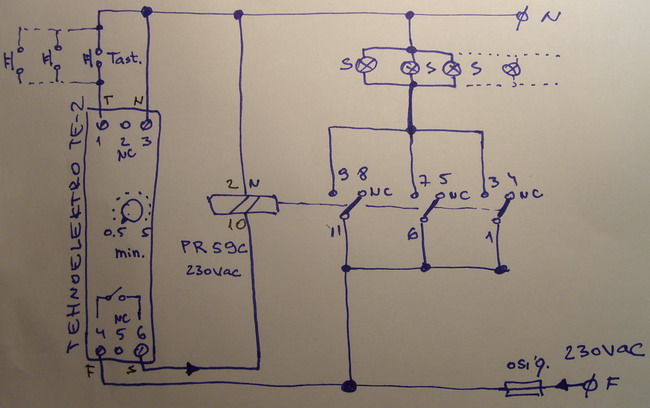 Stepenišni Automat TE-2 Tehnoelektro--šema+dodatak PR59C nema 17 wiring diagram 